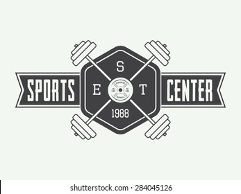 Gym logo in vintage style. Vector illustration