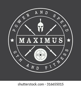 Gym logo in vintage style. Vector illustration.