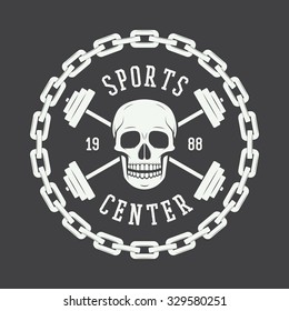 Gym logo in vintage style. Vector illustration.
