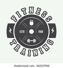 Gym logo in vintage style. Vector illustration