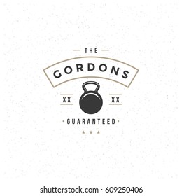 Gym Logotype Design Element in Vintage Style Badge Retro vector illustration. Weight symbol.