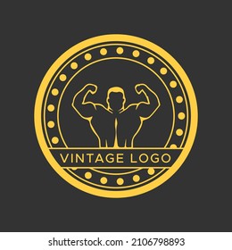 Gym logotype.Vintage Fitness logos. Circle Shape. Retro Style Logo template.