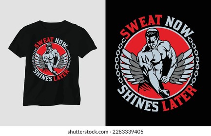 Gym Lover t-shirt design with bodybuilders illustration