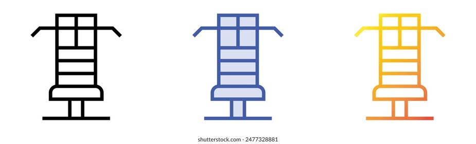 gym machine icon. Linear, Blue Fill and Gradient Style Design Isolated On White Background