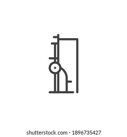 Gym machine line icon. linear style sign for mobile concept and web design. Gym barbell machine outline vector icon. Symbol, logo illustration. Vector graphics