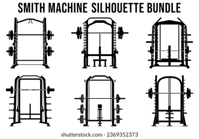 Gym Machine Silhouettes vector Bundle, Fitness element machine illustration Bundle