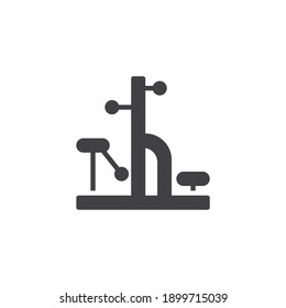 Gym machine vector icon. filled flat sign for mobile concept and web design. Weight machine glyph icon. Fitness equipment symbol, logo illustration. Vector graphics