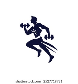 Gym man vector icon, Bodybuilding logos emblems design element. Sports icons and elements. Bodybuilder, athlete icon.