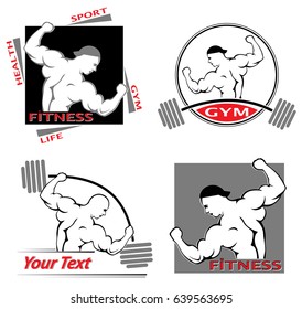 Gym Man Vector Logo. Set. Vector illustration.