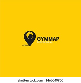 Gym map strong pin logo art vector icon illustration
