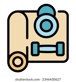 Gym mattress icon outline vector. Cardio sport. Workout training color flat
