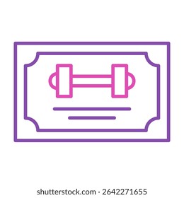 Vector de icono de línea de membresía de gimnasio aislado. Símbolo simple de una tarjeta, certificado de aptitud. Símbolo de pase VIP.