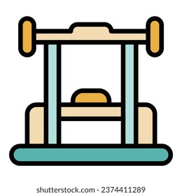 Gym motion icon outline vector. Workout fitness. Sport training color flat
