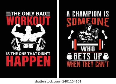 Gym motivational quote with grunge effect and barbell. Workout inspirational Poster. Vector design for gym, textile, posters, t-shirt, cover, banner, cards, cases etc.