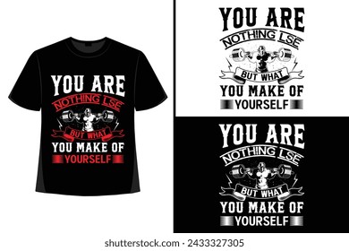 Gym motivational quote with grunge effect and barbell t-shirt design. Workout, inspirational, Poster, Vector design for gym textile,  tshirt, cover, banner, cards cases
