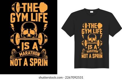 Gym motivational quote Vector graphics T shirt design. inspirational typography, fitness  Grunge effect and barbell. Print fort-shirt, card, poster, gift, Greeting Card, textile,  black background.