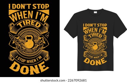 Gym motivational quote Vector graphics T shirt design. inspirational typography, fitness  Grunge effect and barbell. Print fort-shirt, card, poster, gift, Greeting Card, textile,  black background.