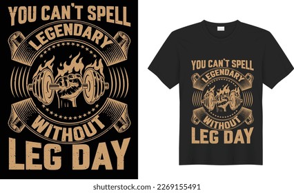 Gym motivational quote Vector graphics T shirt design. inspirational typography, fitness  Grunge effect and barbell. Print fort-shirt, card, poster, gift, Greeting Card, textile,  black background.
