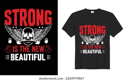 Cita motivacional de gimnasio Diseño de camisetas de gráficos vectoriales. tipografía inspiradora, aptitud efecto Grunge y barbacoa. Imprimir camisa fuerte, tarjeta, afiche, regalo, tarjeta de felicitación, textil, fondo negro.
