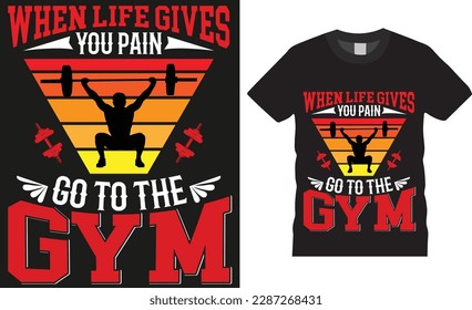 Gym motivational quote workour fitness t shirt design vector. cover banner cards. Vector design for gym. Barbell with bodybuilder logo and grunge background illustration. fitness bodybuilding hipster 