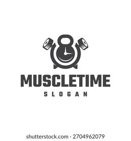 ginásio muscular tempo logotipo vetor