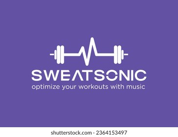 gym with music logo design vector template.