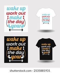 gym n fitness workout motivational quotes trending modern typography artwork illustration men fully editable print ready vector t shirt design template