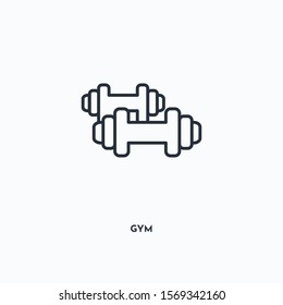 gym outline icon. Simple linear element illustration. Isolated line gym icon on white background. Thin stroke sign can be used for web, mobile and UI.