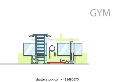 Gym. Outline vector illustration.
