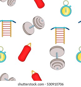 Gym pattern. Cartoon illustration of gym vector pattern for web