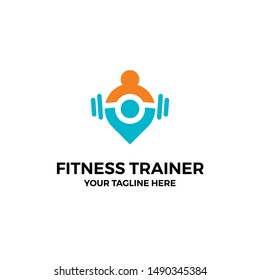 Gym Personal Trainer Fit Fitness Nearby Location Vector Illustration Logo