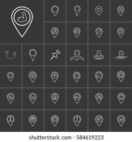 gym pin. map pin icon set  for web and mobile application