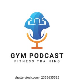 Gym Podcast Logo Design Vector Template
