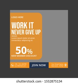 Gym post banner template social media - Vector