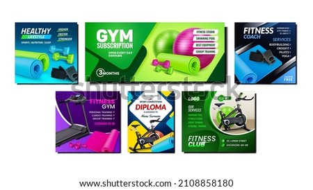 Gym poster sport workout background set design template. banner fit. Gym poster training flyer. layout concept. exercise brochure. sport fitness health. marathon motivation. strong vector illustration