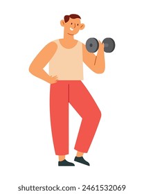 gym practicing guy isolated illustration