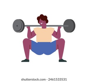 gym practicing man with barbell isolated