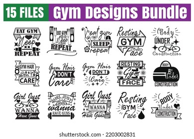 Gym Quotes svg Bundle. Quotes about Gym, Gym cut files Bundle of 15 svg eps Files for Cutting Machines Cameo Cricut, Gym Quotes