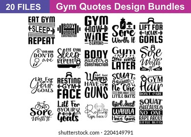 Gym Quotes svg Bundle. Quotes about Gym, Gym cut files Bundle of 20 svg eps Files for Cutting Machines Cameo Cricut, Gym Quotes