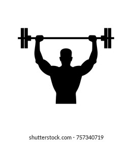 Gym. Raising the barbell. Vector.