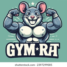 Gym Rat meme muscle bodybuilder mascot  logo illustration wallpaper abstract vector