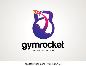 Gym Rocket Logo Template Design Vector, Emblem, Design Concept, Creative Symbol