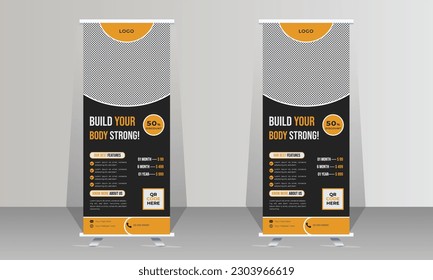 Gym  Roll Up Banner Design Template 