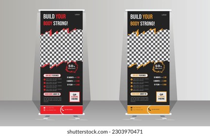 Gym Roll Up Banner Design Template