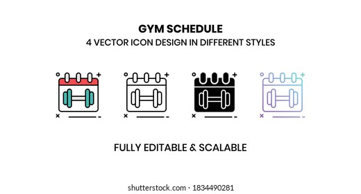 Gym Schedule Vector illustration icons in different style
