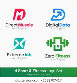 Conjunto de Plantilla de logotipo de forma de gimnasio. Bueno para empresas, agencias, comunidad y Organización