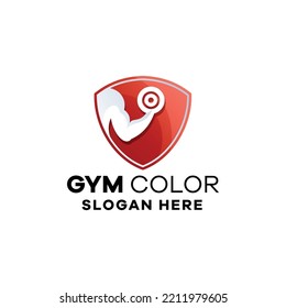 Gym Shield Gradient Logo Icon Illustration