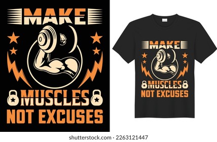 Gym shirt, Fitness t shirt. Gym motivational quote with grunge effect and barbell. Hand drawn vector fitness design for gym, workout, textile, posters, t-shirt, cover, banner, tee, global swatches.
