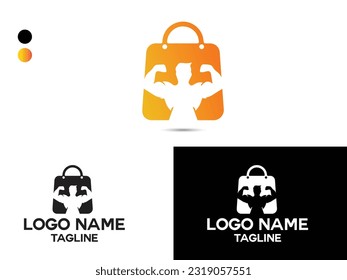 Gym shop logo. Bag logo design. Fittness. Market. Business. Gym power. Supplement Unique. Premium. Templet. Energy