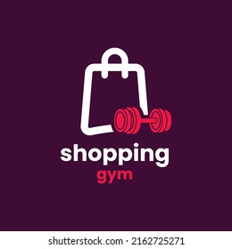 Gym with Shopping logo design vector graphic symbol icon sign illustration creative idea